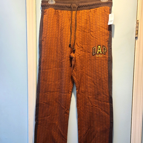 Limtited Edition Dapper Dan X Gap Unisex Brown and Orange Sweatpants - Picture 1 of 3